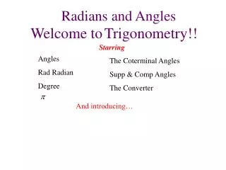 Radians and Angles