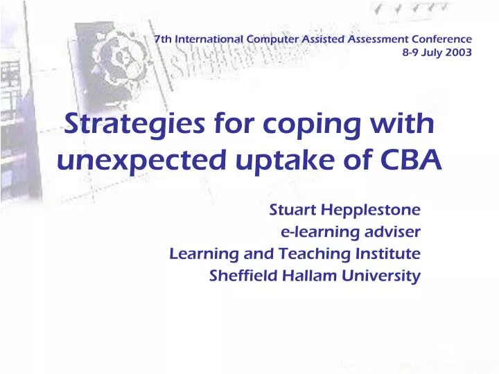 strategies for coping with unexpected uptake of cba