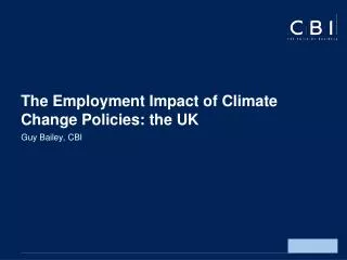 The Employment Impact of Climate Change Policies: the UK