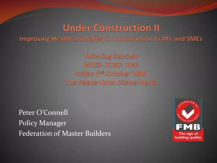 peter o connell policy manager federation of master builders