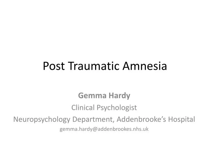 post traumatic amnesia
