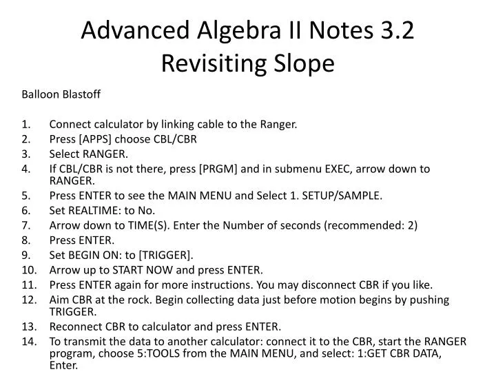 advanced algebra ii notes 3 2 revisiting slope
