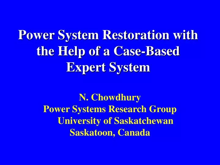 power system restoration with the help of a case based expert system