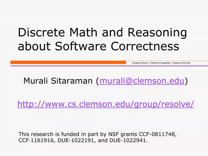 discrete math and reasoning about software correctness