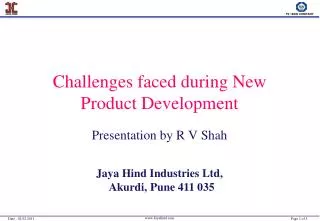 Challenges faced during New Product Development