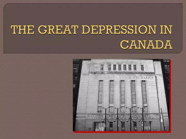 the great depression in canada