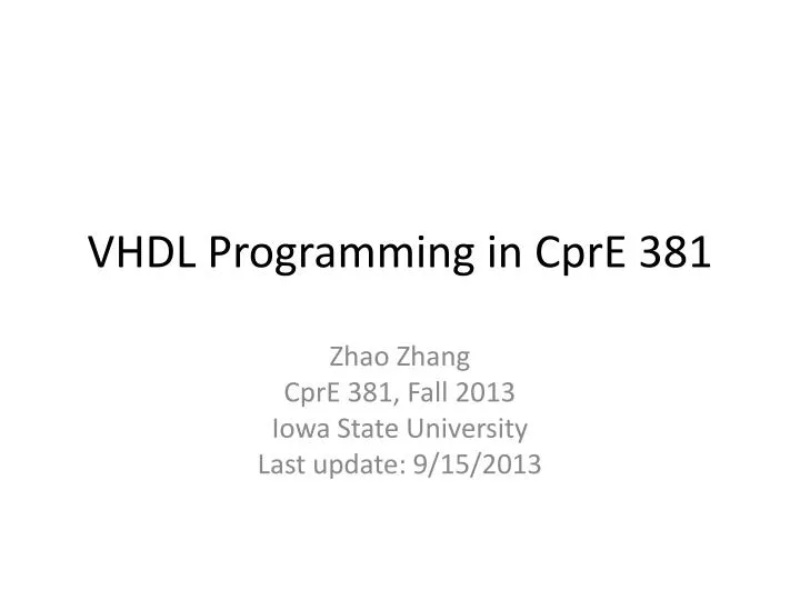 vhdl programming in cpre 381