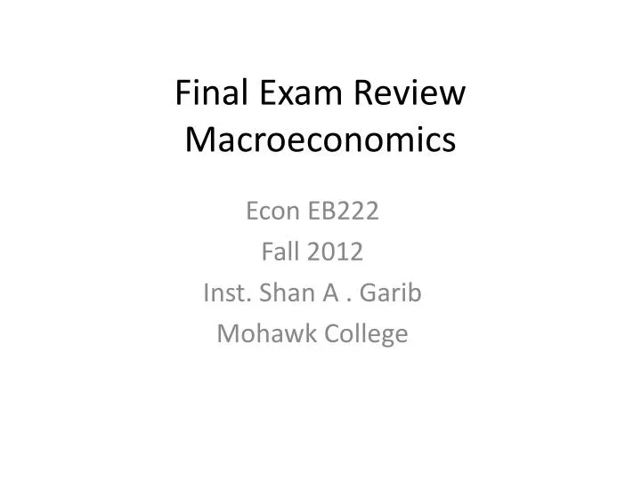 final exam review macroeconomics
