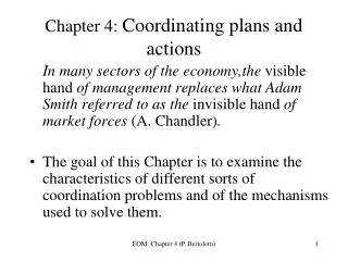 Chapter 4: Coordinating plans and actions