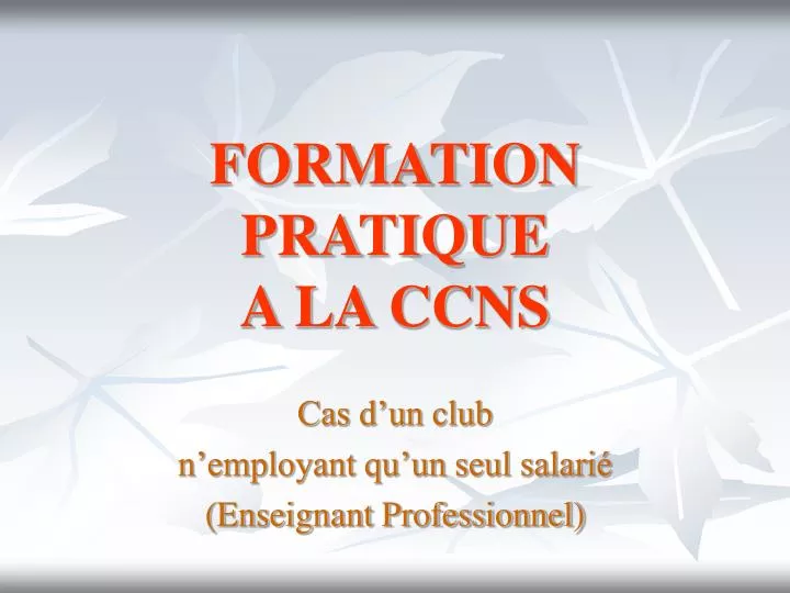 formation pratique a la ccns