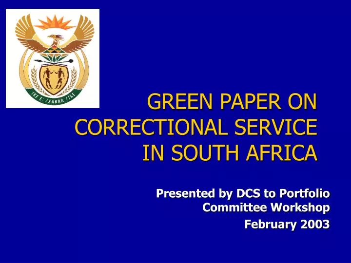 green paper on correctional service in south africa