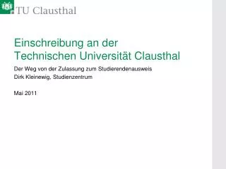 einschreibung an der technischen universit t clausthal