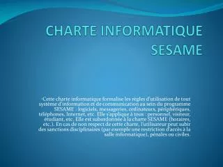 charte informatique sesame
