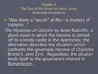 Chapter 4 The Turn of the Screw by Henry James Notes and Annotations