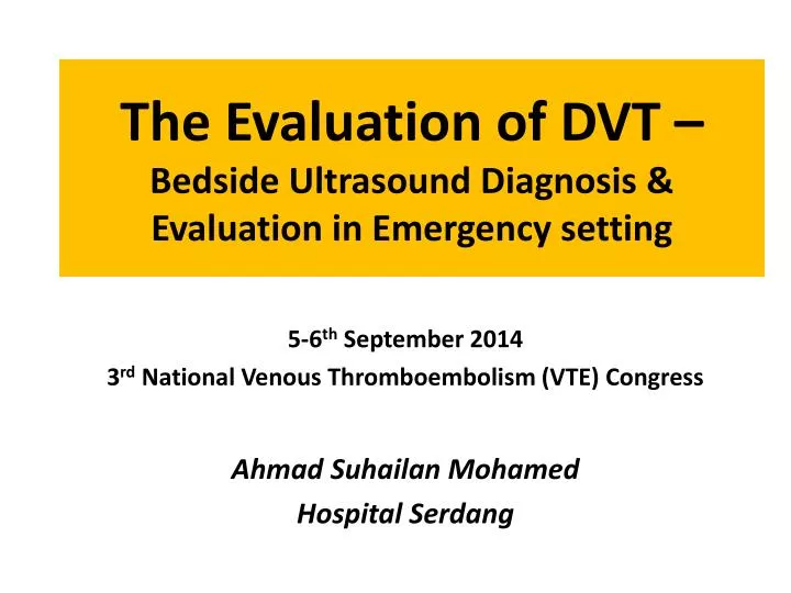 the evaluation of dvt bedside ultrasound diagnosis evaluation in emergency setting