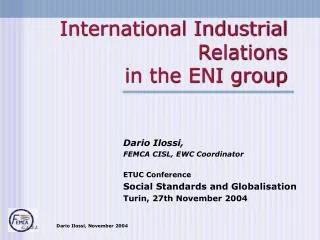 International Industrial Relations in the ENI group