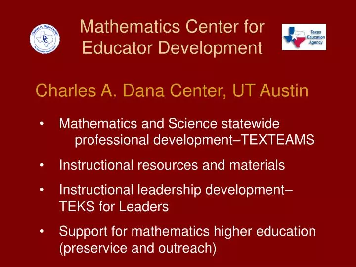 mathematics center for educator development charles a dana center ut austin
