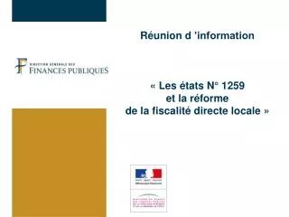 r union d information les tats n 1259 et la r forme de la fiscalit directe locale