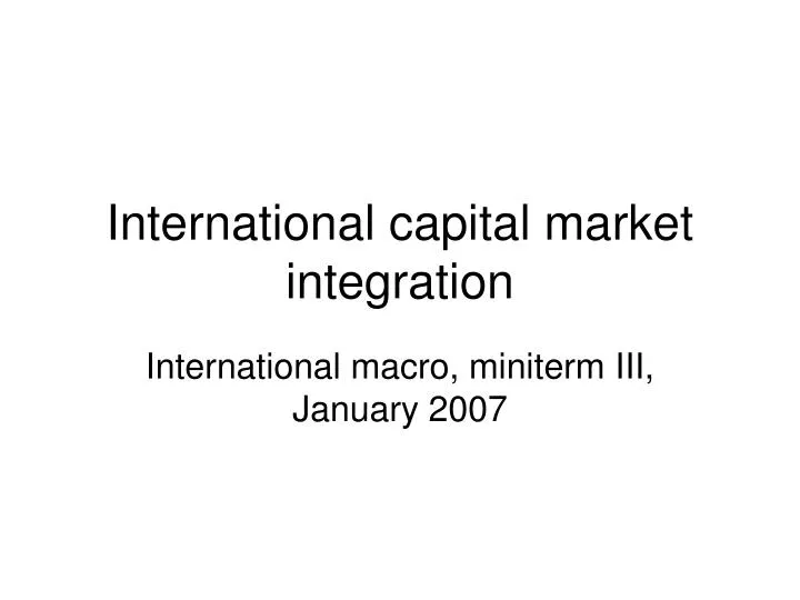 international capital market integration