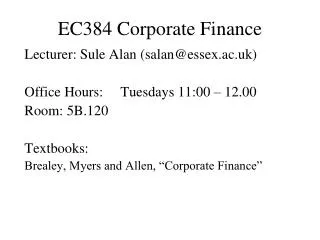 EC384 Corporate Finance