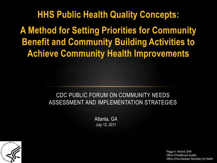 cdc public forum on community needs assessment and implementation strategies