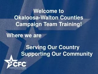 Welcome to Okaloosa-Walton Counties Campaign Team Training!
