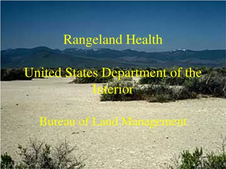 rangeland health united states department of the interior bureau of land management