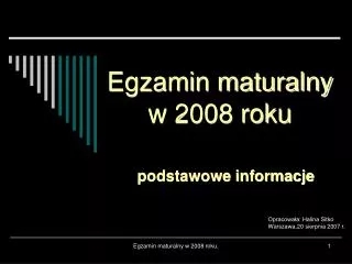 egzamin maturalny w 2008 roku