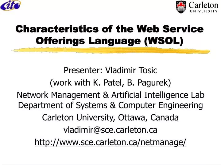 characteristics of the web service offerings language wsol