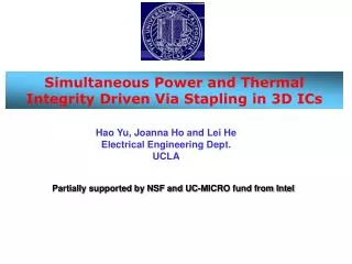 Simultaneous Power and Thermal Integrity Driven Via Stapling in 3D ICs