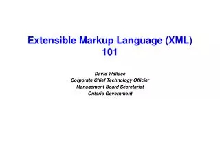 Extensible Markup Language (XML) 101