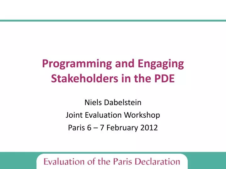 programming and engaging stakeholders in the pde