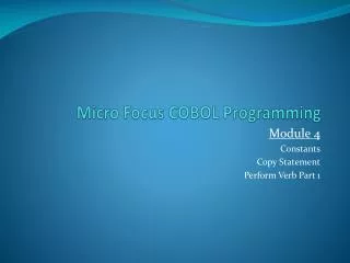 Micro Focus COBOL Programming