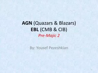 AGN ( Quazars &amp; Blazars ) EBL (CMB &amp; CIB) Pre- Majic 2