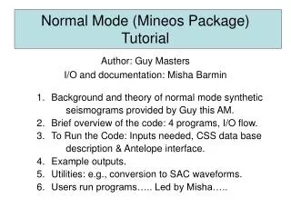 Normal Mode (Mineos Package) Tutorial