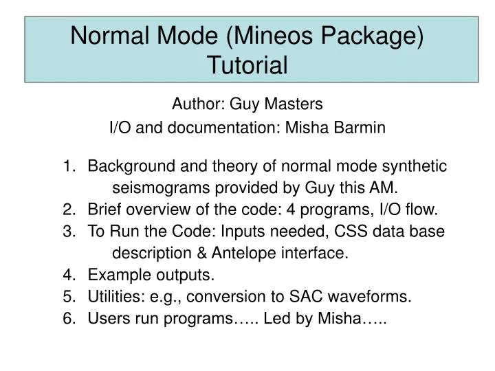 normal mode mineos package tutorial