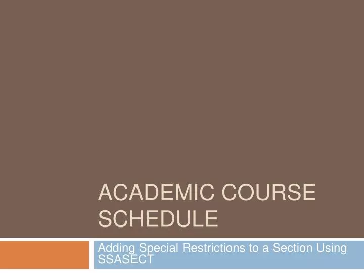 academic course schedule