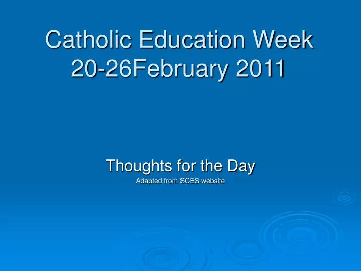 catholic education week 20 26february 2011