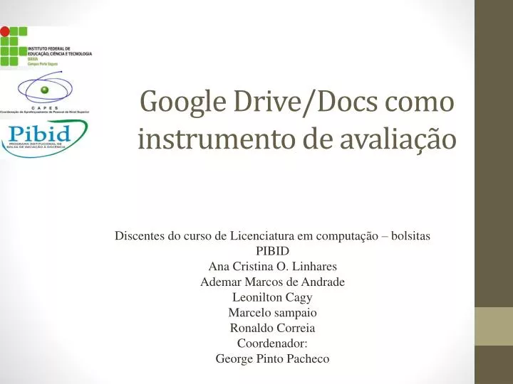 google drive docs como instrumento de avalia o