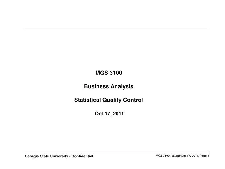 mgs 3100 business analysis statistical quality control oct 17 2011