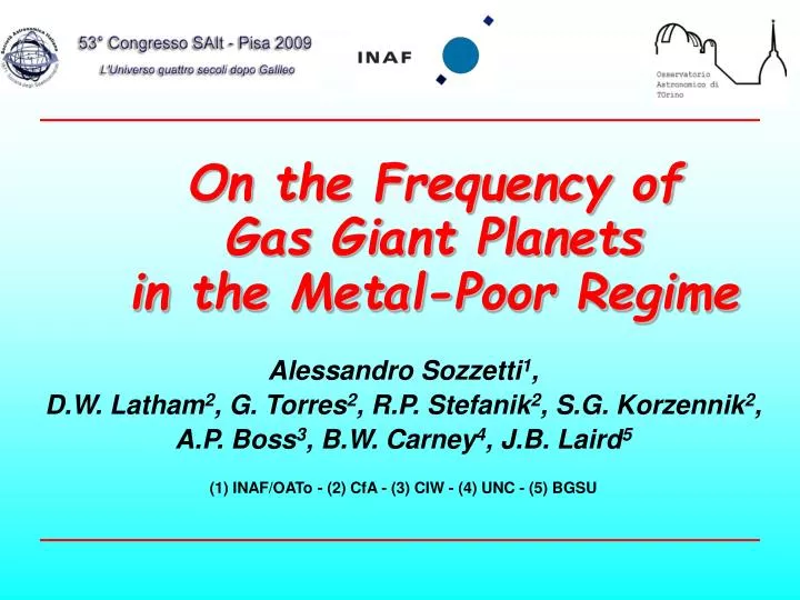 on the frequency of gas giant planets in the metal poor regime