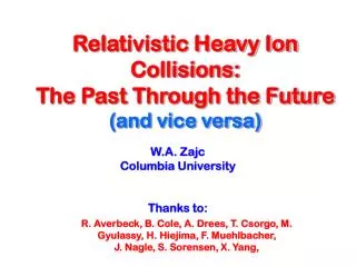 Relativistic Heavy Ion Collisions: The Past Through the Future (and vice versa)
