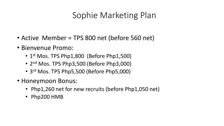 sophie marketing plan