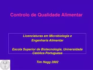 controlo de qualidade alimentar