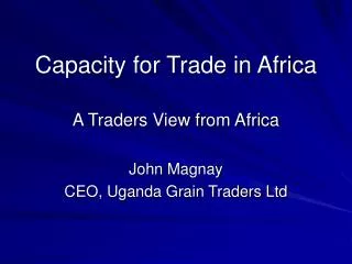 Capacity for Trade in Africa