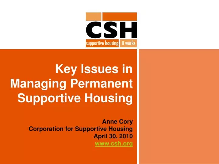 key issues in managing permanent supportive housing