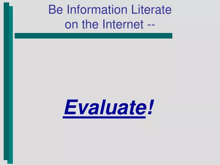 be information literate on the internet