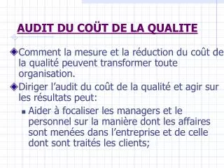 audit du co t de la qualite