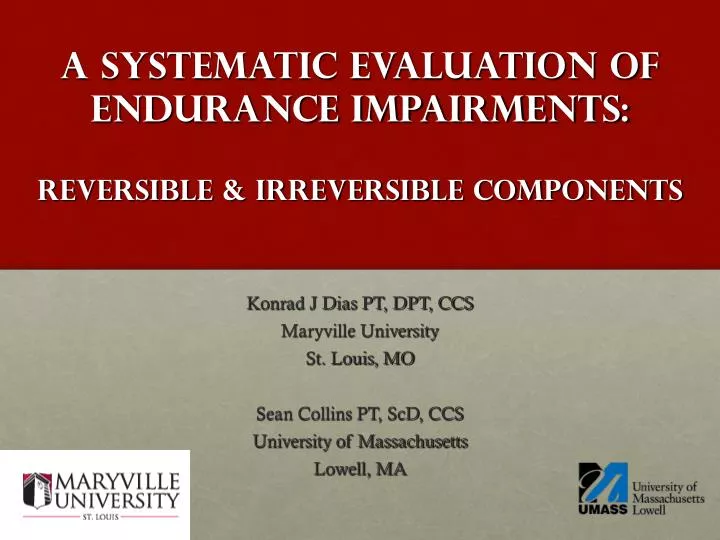a systematic evaluation of endurance impairments reversible irreversible components