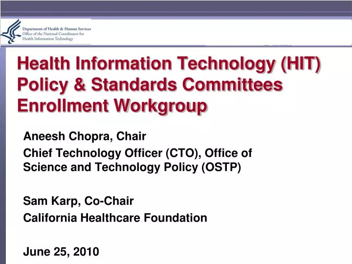 health information technology hit policy standards committees enrollment workgroup